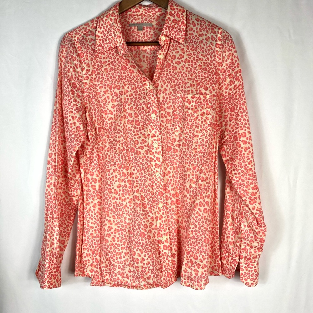 GAP pink leopard print button down